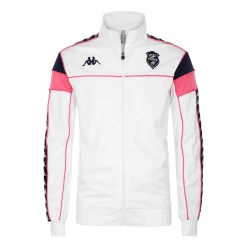 De gros 😍 Rugby Homme Kappa Sweat Zippé Merez Stade Français Paris - Blanc - Pour Homme BLANC ❤️